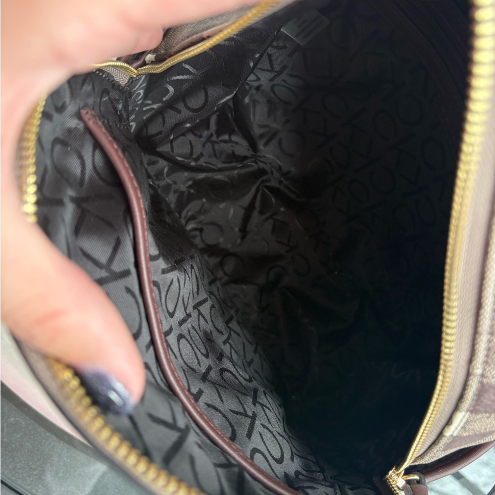 Calvin Klein Brown Logo Patchwork Backpack - image 4